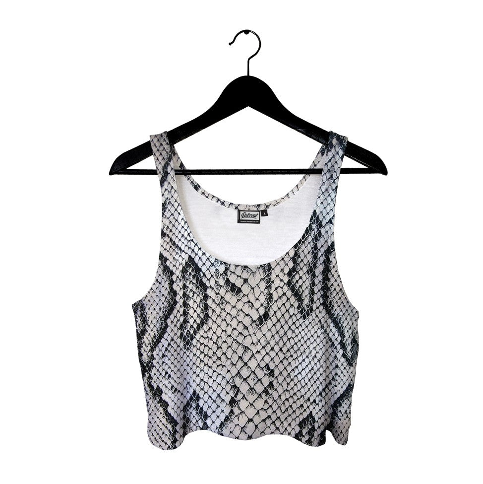 White Snake Skin Crop Top