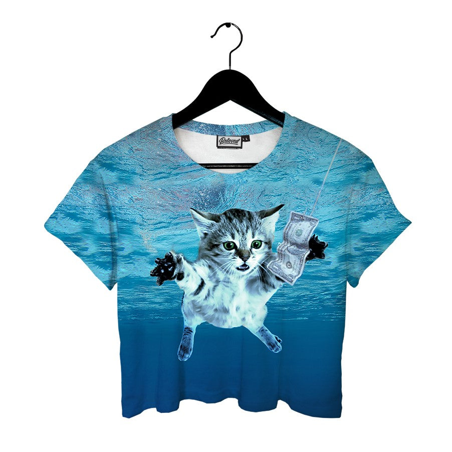 Nirvana Cat Cotton Crop Tee