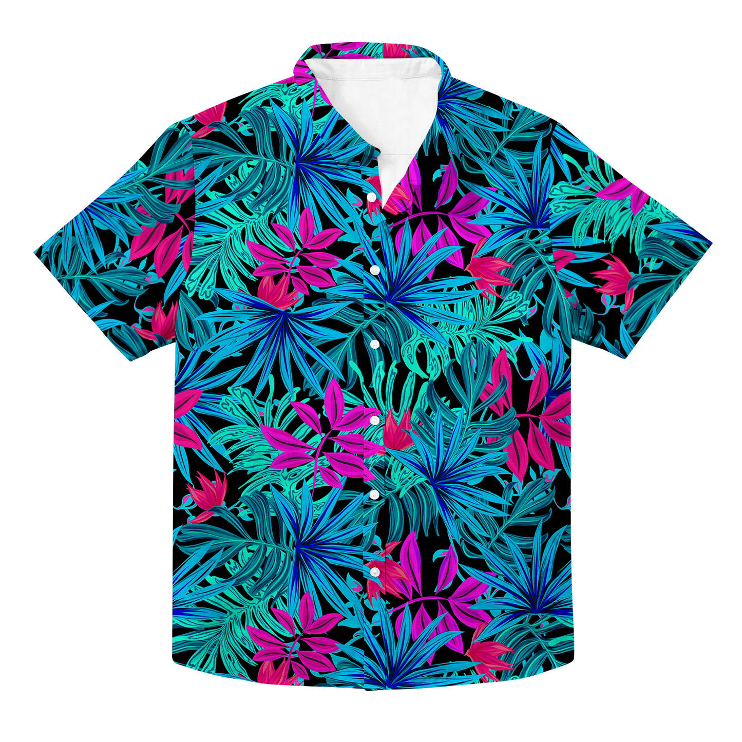 Hawaiian Button Up Tropical Leaves