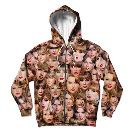 Taylor Allover Face Unisex Zip Up Hoodie