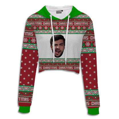 Custom Ugly Sweater Crop Hoodie