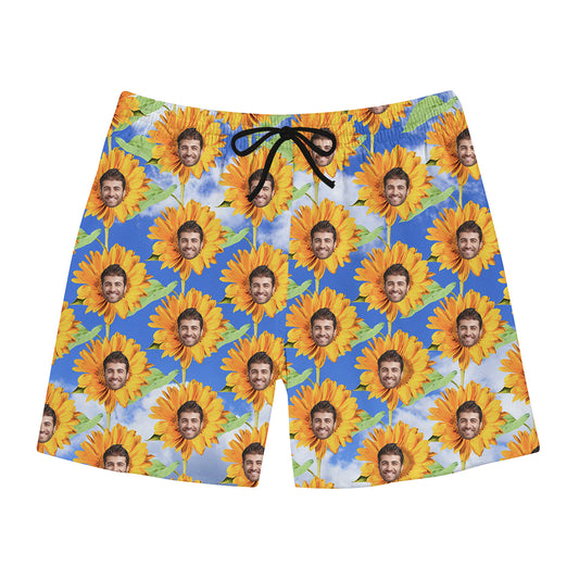 Sunflower Pattern Custom Swim Trunks