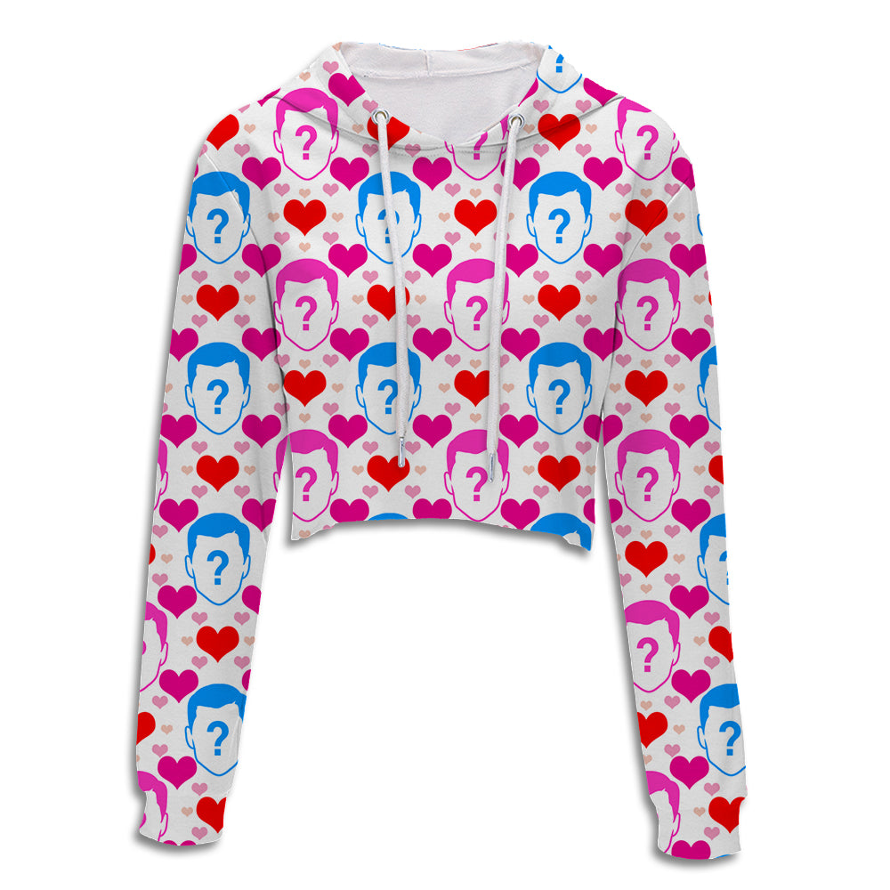 Face And Heart Custom Crop Hoodie