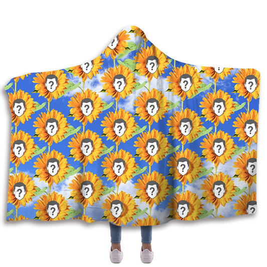 Sunflower Pattern Custom Hooded Blanket