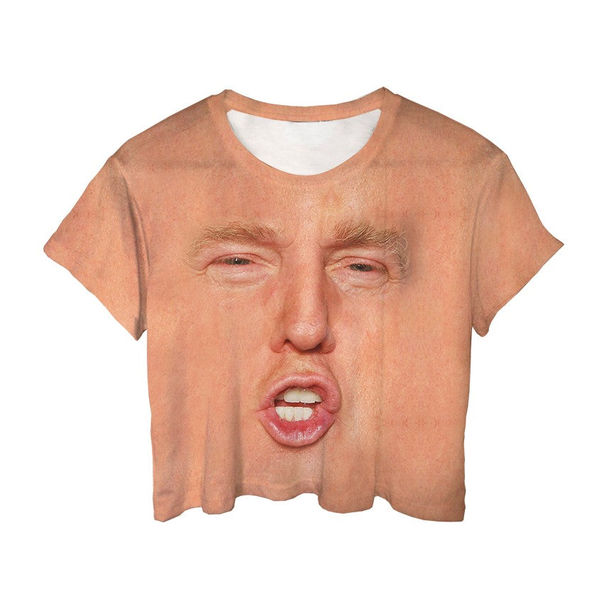 Trump Face Cotton Crop Tee