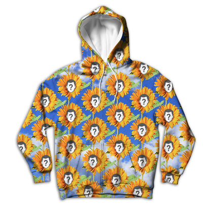 Sunflower Pattern Custom Unisex Zip Up Hoodie