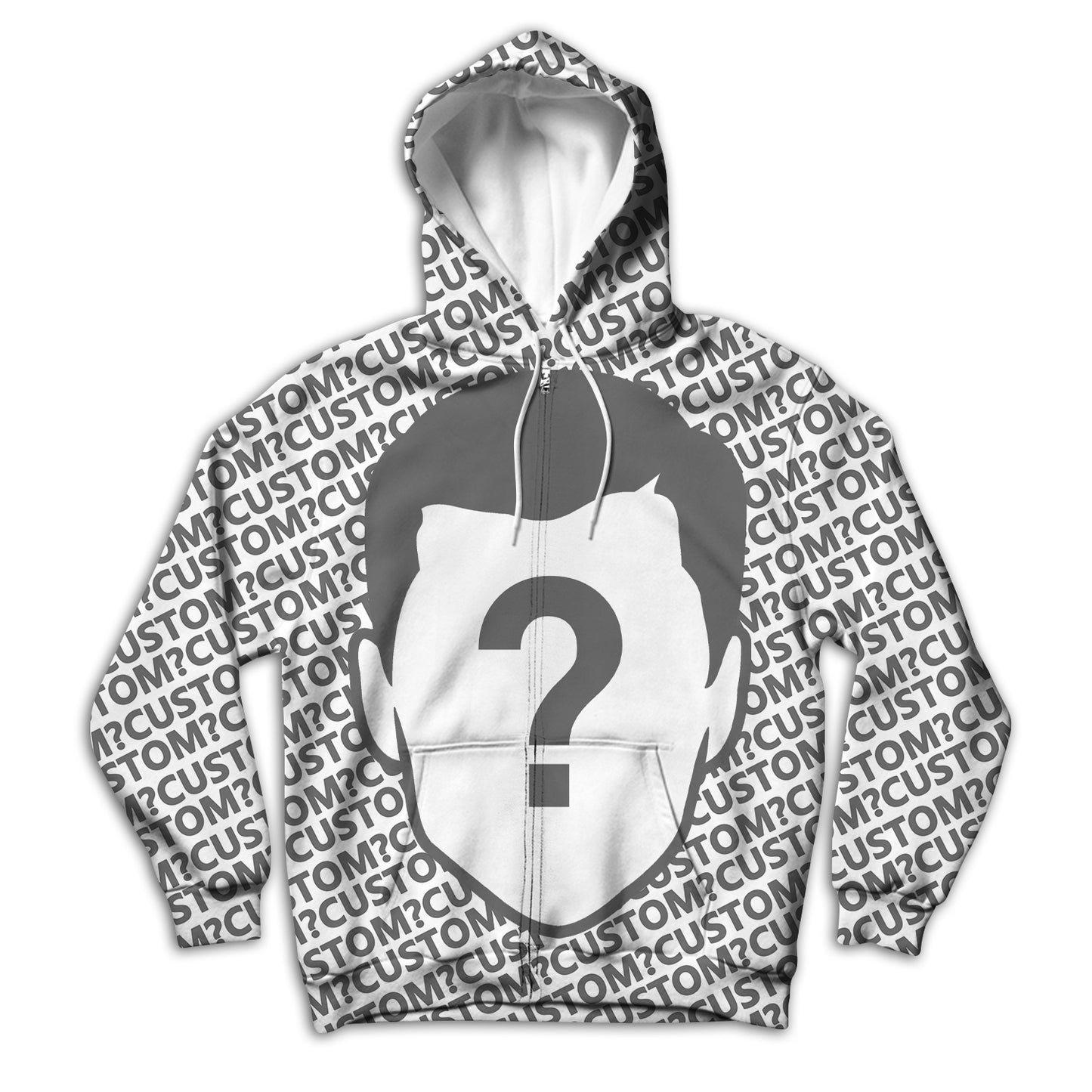 Big Face Custom Unisex Zip Up Hoodie