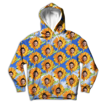 Sunflower Pattern Custom Unisex Zip Up Hoodie