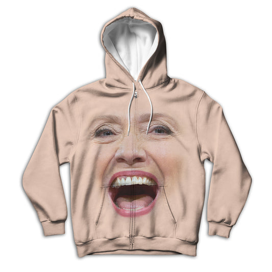 Hillary Face Unisex Zip Up Hoodie