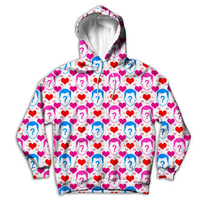 Face And Heart Custom Unisex Zip Up Hoodie